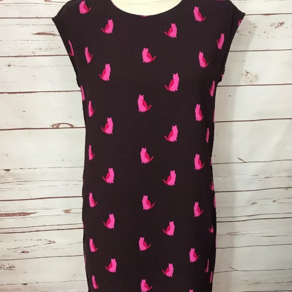 LOFT kitten sheath dress XXSP burgundy pink CUTE